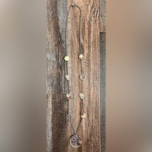 Mixed Metal Disc Charm Long Necklace - Women's Jewelry